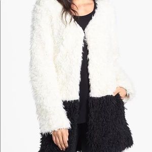 Minkpink black and white faux fur jacket